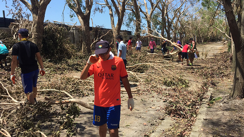 臺東體中受到尼伯特颱風的侵襲，災情慘重