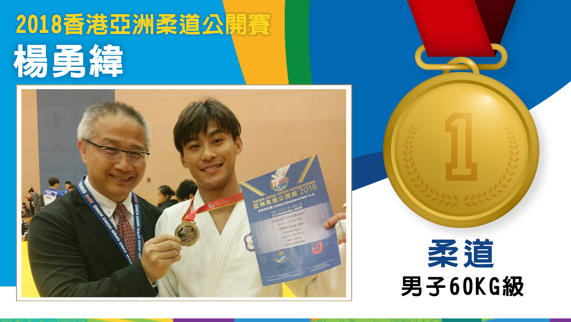 2018香港亞洲柔道公開賽 楊勇緯 - 金牌 (男子-60公斤級)