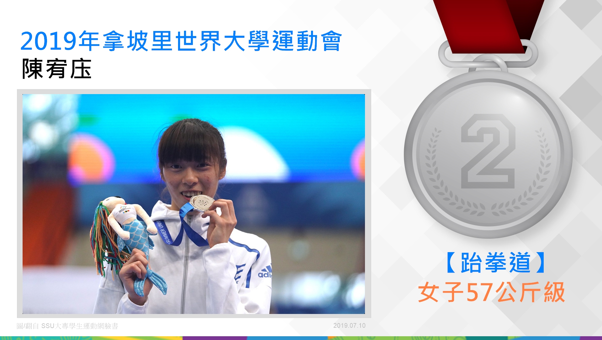陳宥庒－跆拳道女子57公斤級銀牌