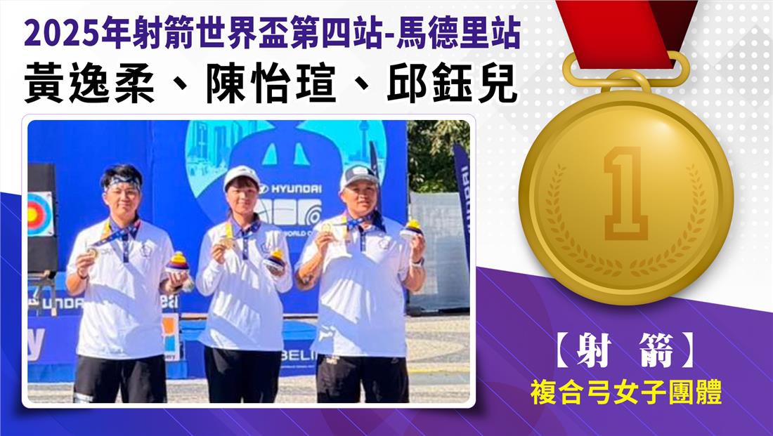 複合弓女子團體/黃逸柔、陳怡瑄、邱鈺兒/金牌