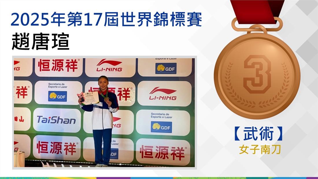 趙唐瑄選手榮獲2025年第17屆世界武術錦標賽女子南刀銅牌