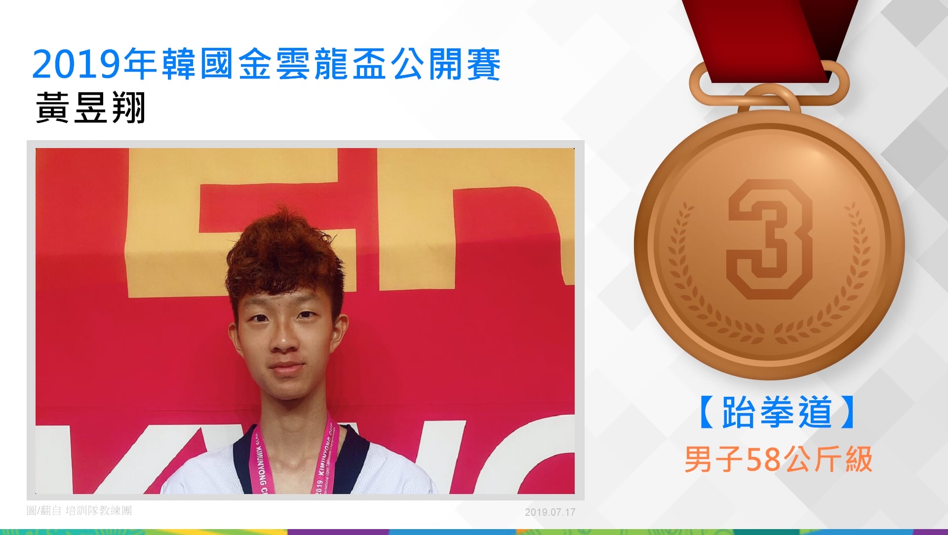黃昱翔－男子58公斤級銅牌