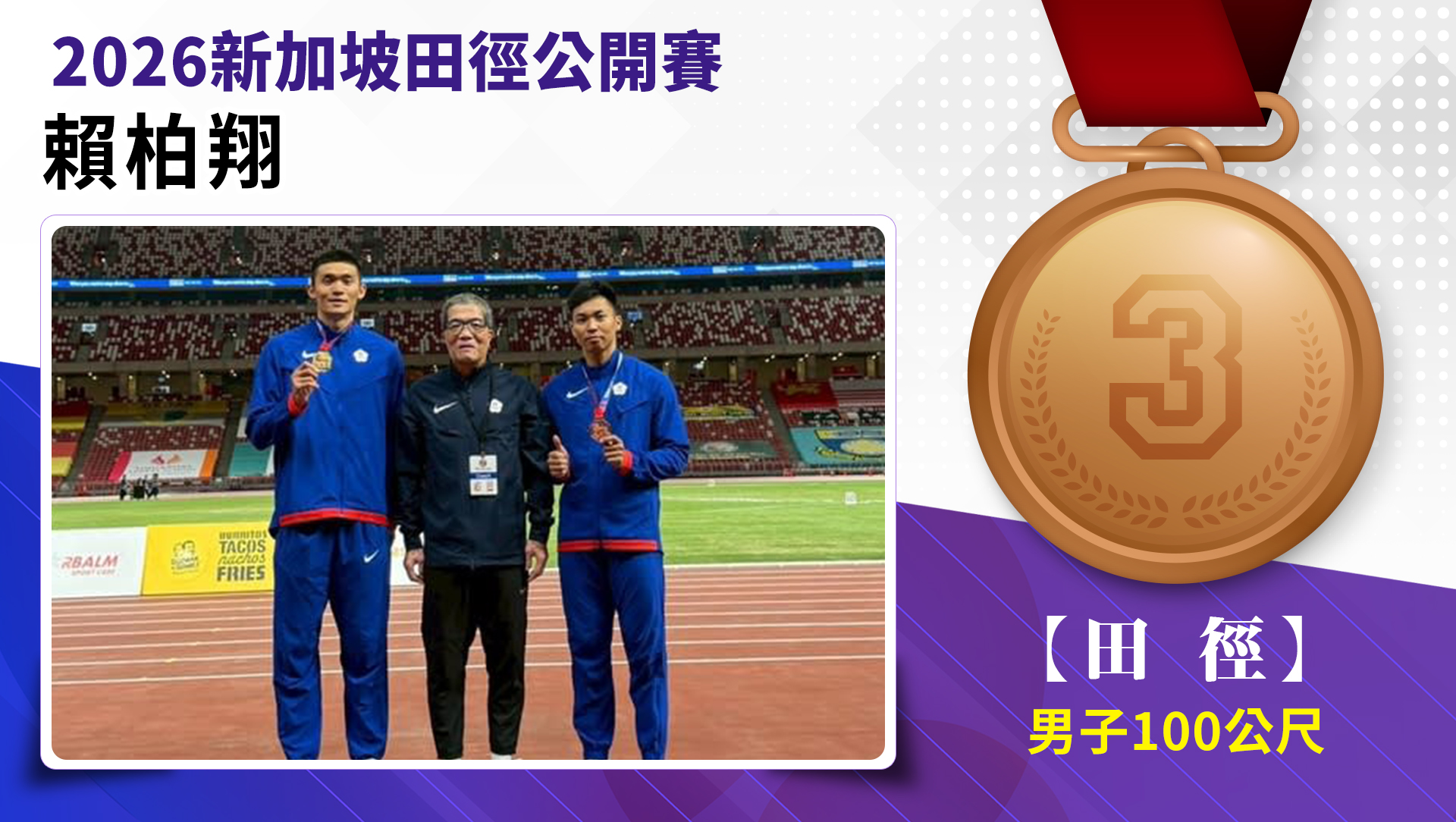 賴柏翔/男子100公尺-銅牌