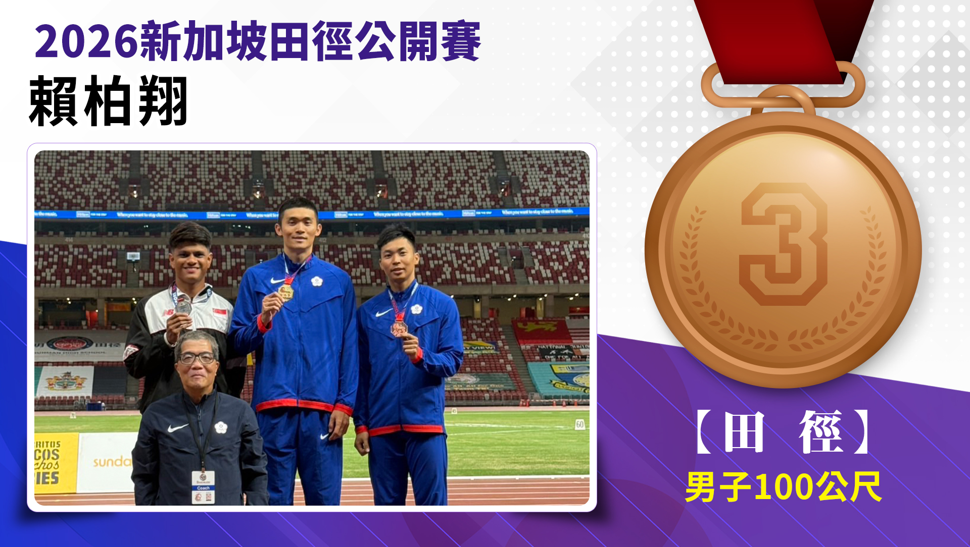 賴柏翔/男子100公尺-銅牌